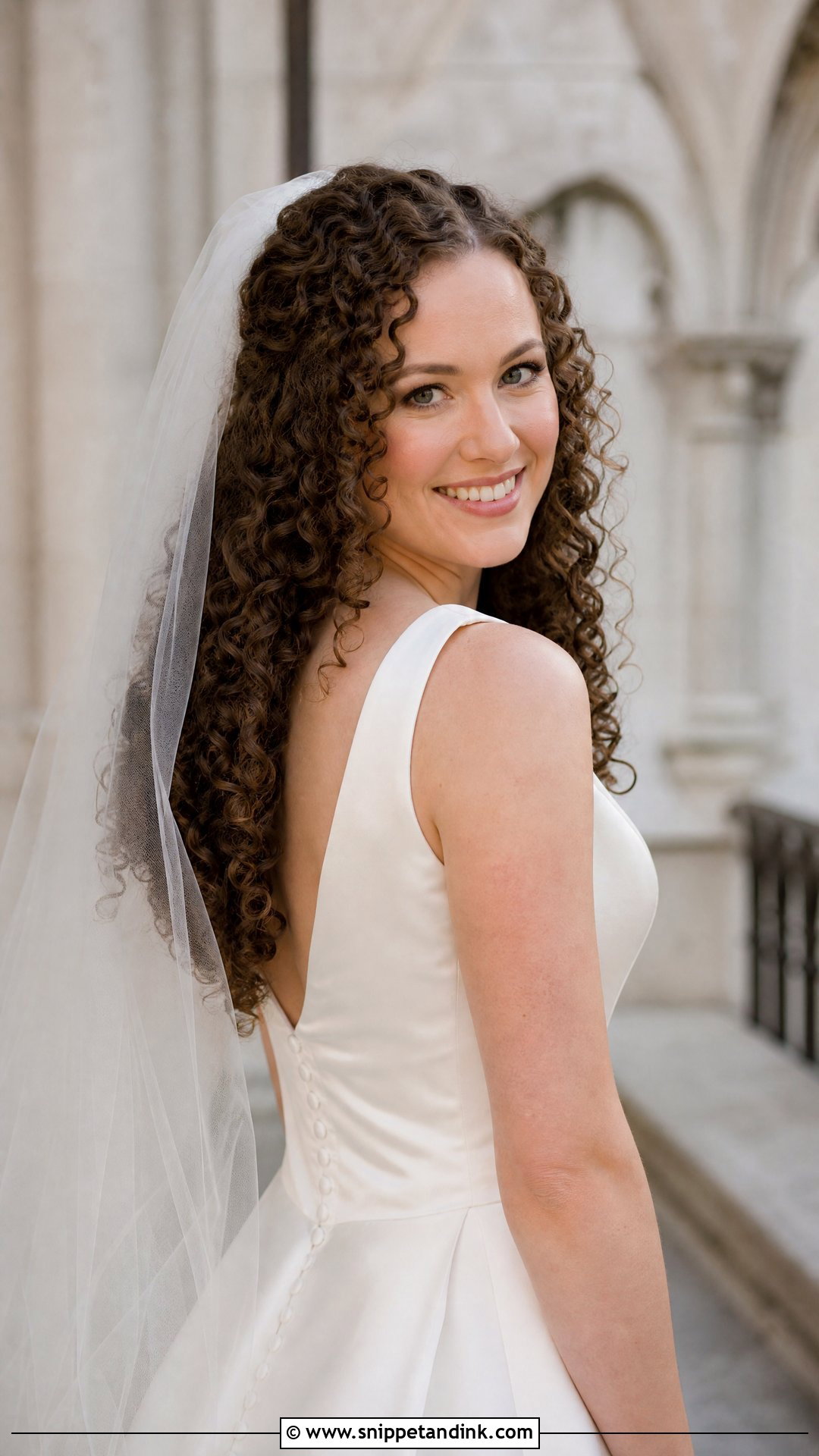 Curly Hair Veil Wedding Style - Snippet and Ink - 20 Long Curly Hair Wedding Styles