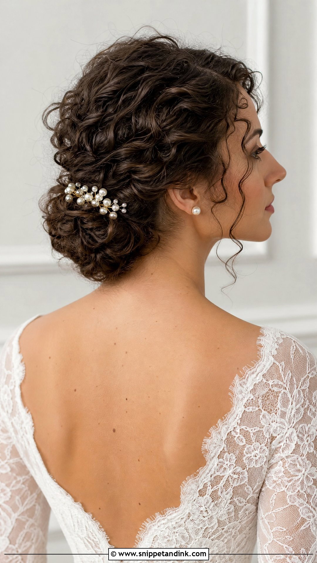 Curly Hair Wedding Chignon - Snippet and Ink - 15 Curly Hair Bun Wedding Ideas