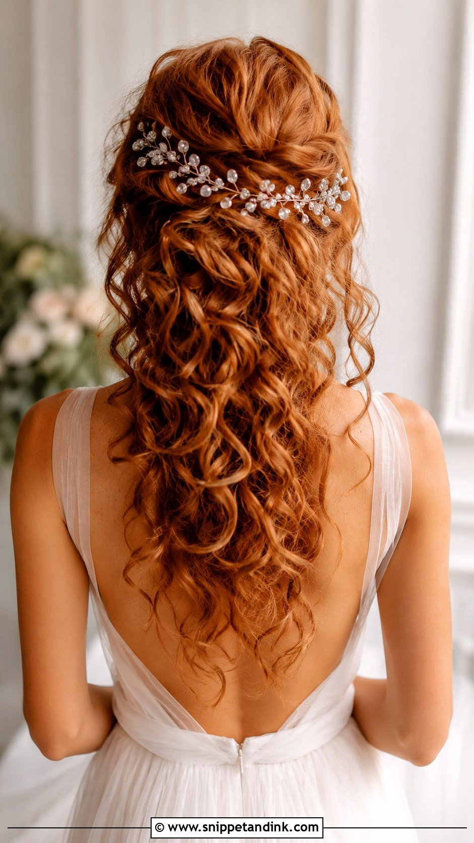 Curly Hair Wedding Hairstyle With Hair Vine - Snippet and Ink - 25 Curly Hair Wedding Hairstyles