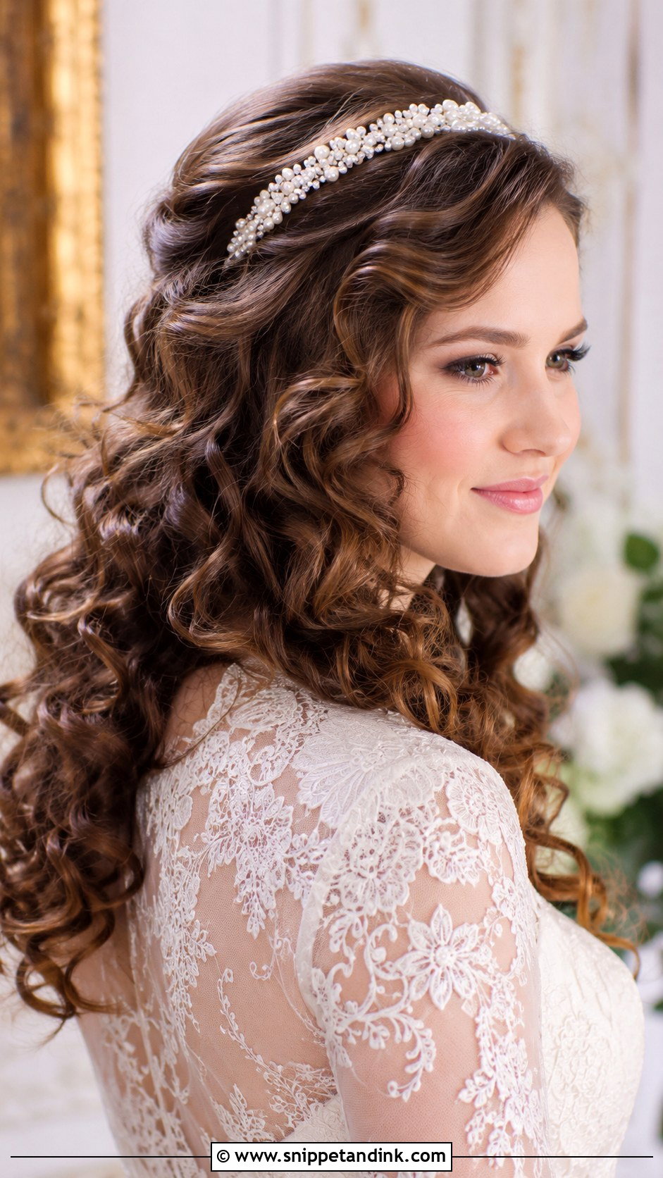Curly Hair Wedding Hairstyle With Headband - Snippet and Ink - 25 Curly Hair Wedding Hairstyles