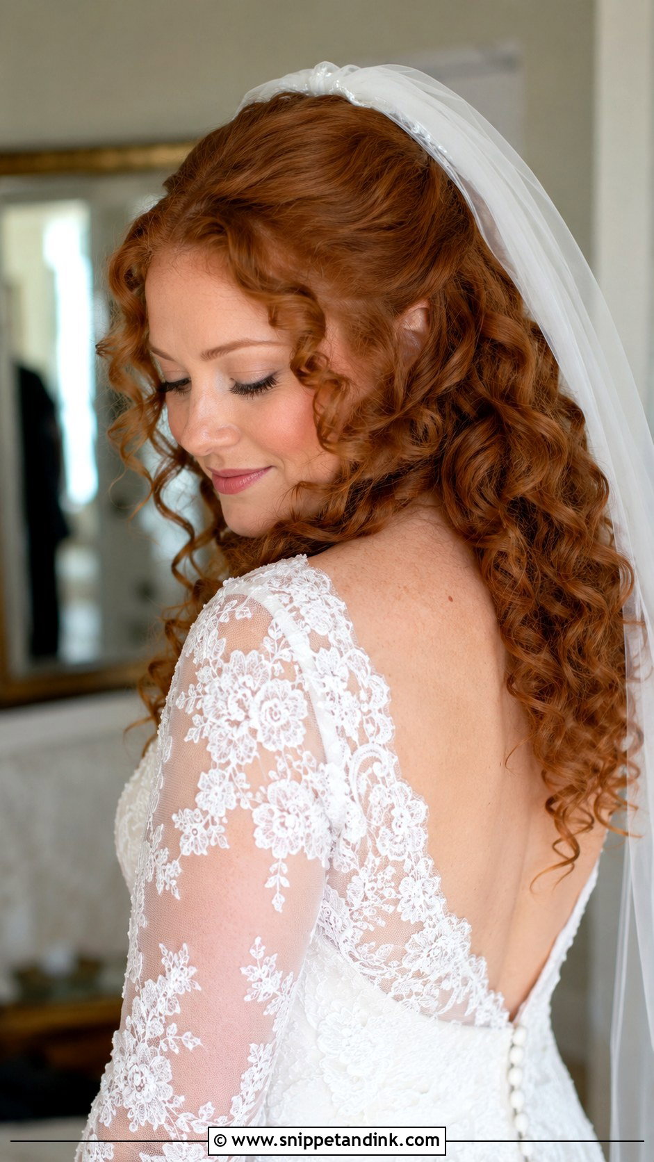 Curly Hair Wedding Hairstyle With Veil - Snippet and Ink - 25 Curly Hair Wedding Hairstyles