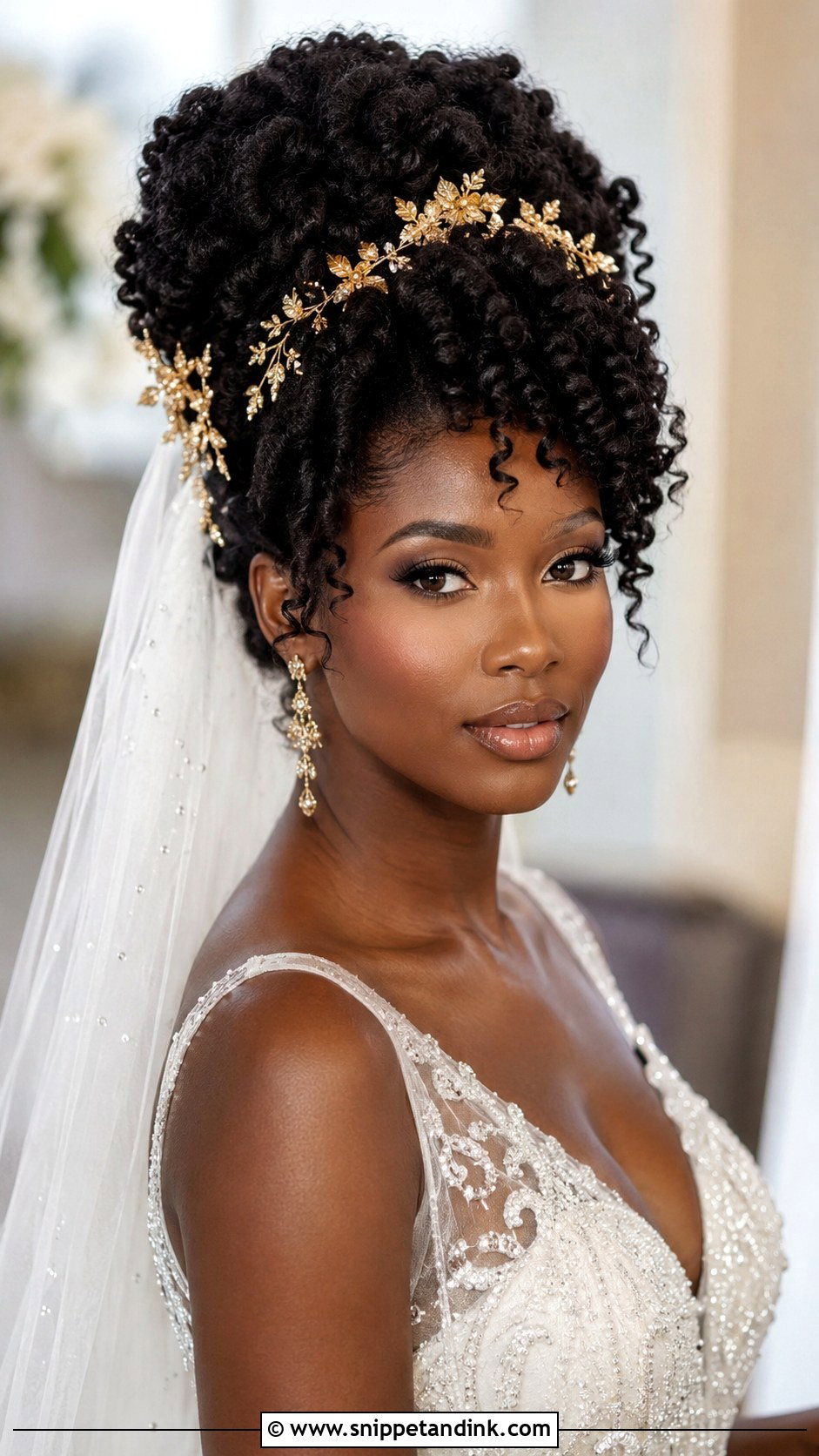 Curly Hair Wedding Hairstyle for Black Brides - Snippet and Ink - 25 Curly Hair Wedding Hairstyles