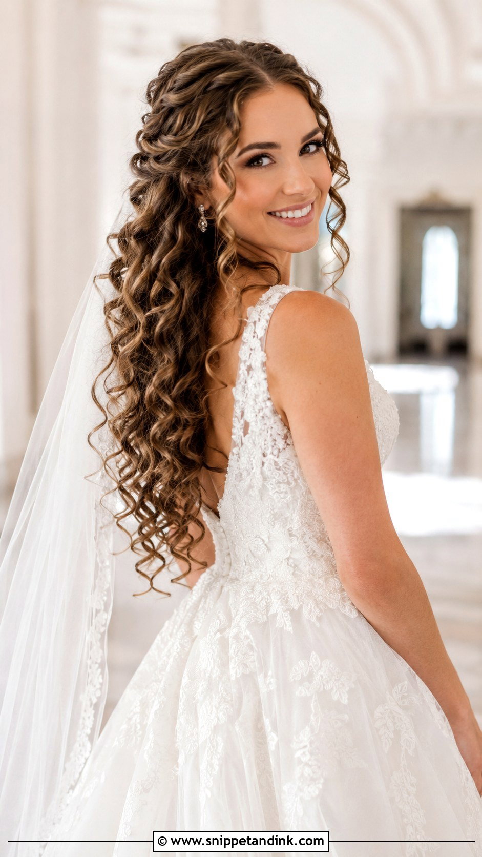 Curly Hair Wedding Hairstyle for Long Hair - Snippet and Ink - 25 Curly Hair Wedding Hairstyles