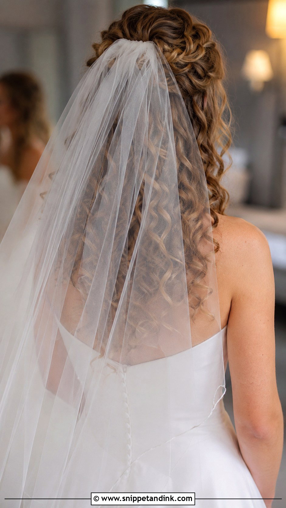 Curly Hair Wedding Style With Veil - Snippet and Ink - 30 Curly Hair Wedding Ideas