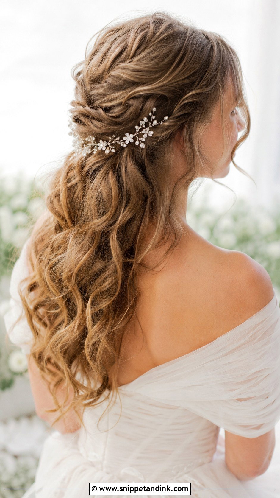 Curly Hair With A Hair Vine - Snippet and Ink - 25 Curly Hair Wedding Guest Styles