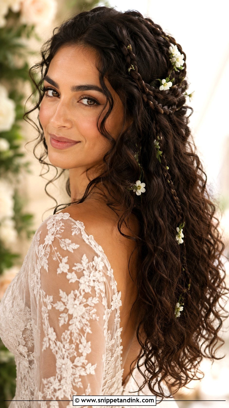 Curly Hair With Accent Braids - Snippet and Ink - 20 Wedding Hair Curly Down Ideas