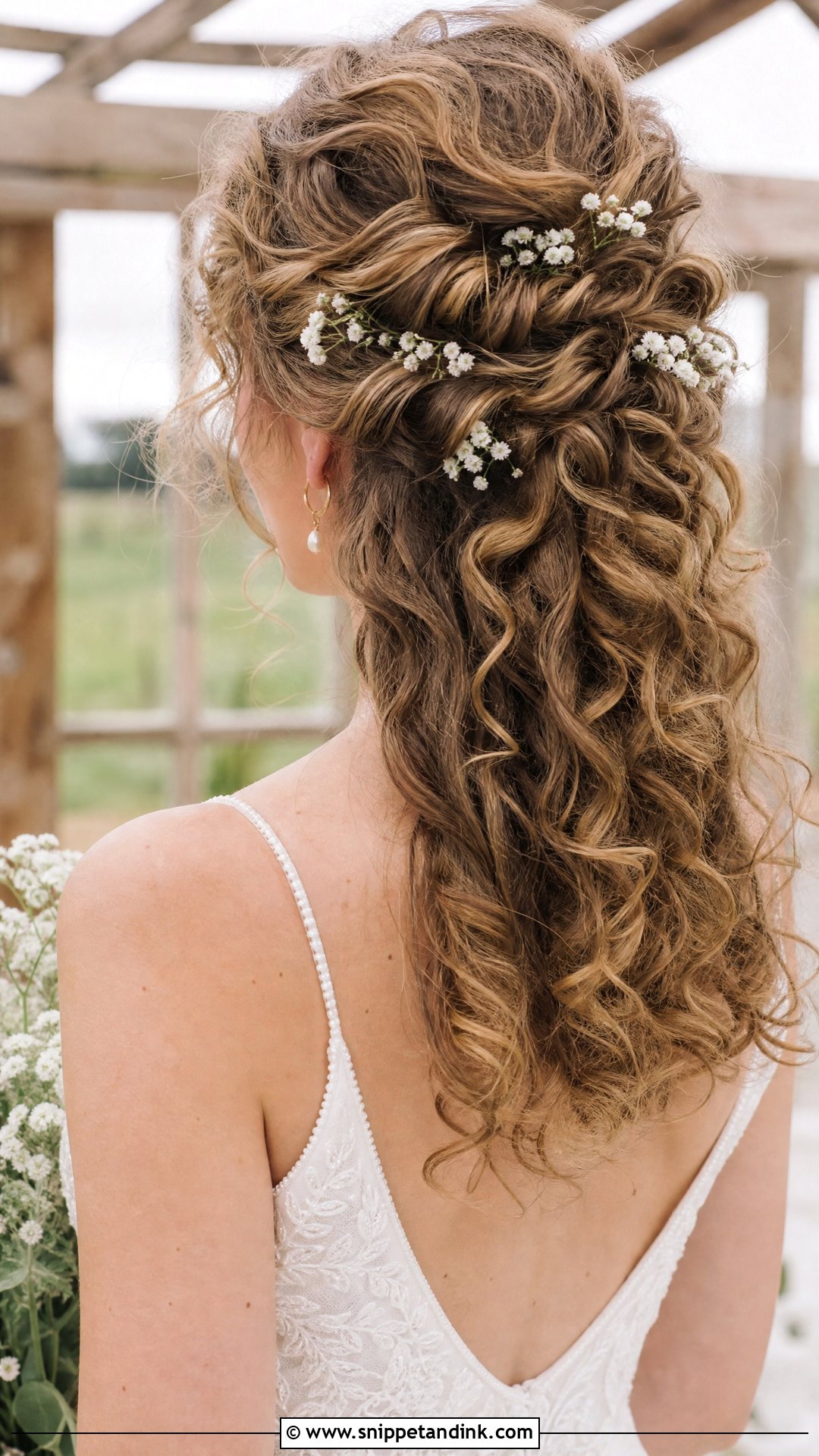 Curly Hair With Babys Breath - Snippet and Ink - 20 Curly Hairstyles for Weddings