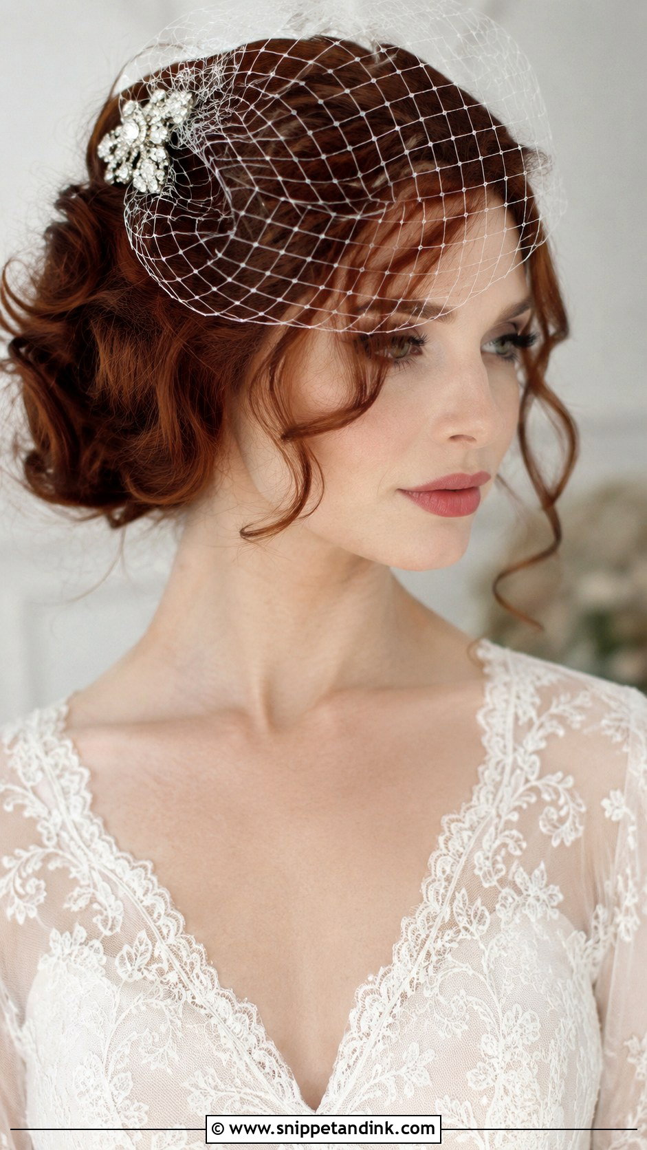 Curly Hair With Birdcage Veil - Snippet and Ink - 20 Curly Hair with Veil Ideas