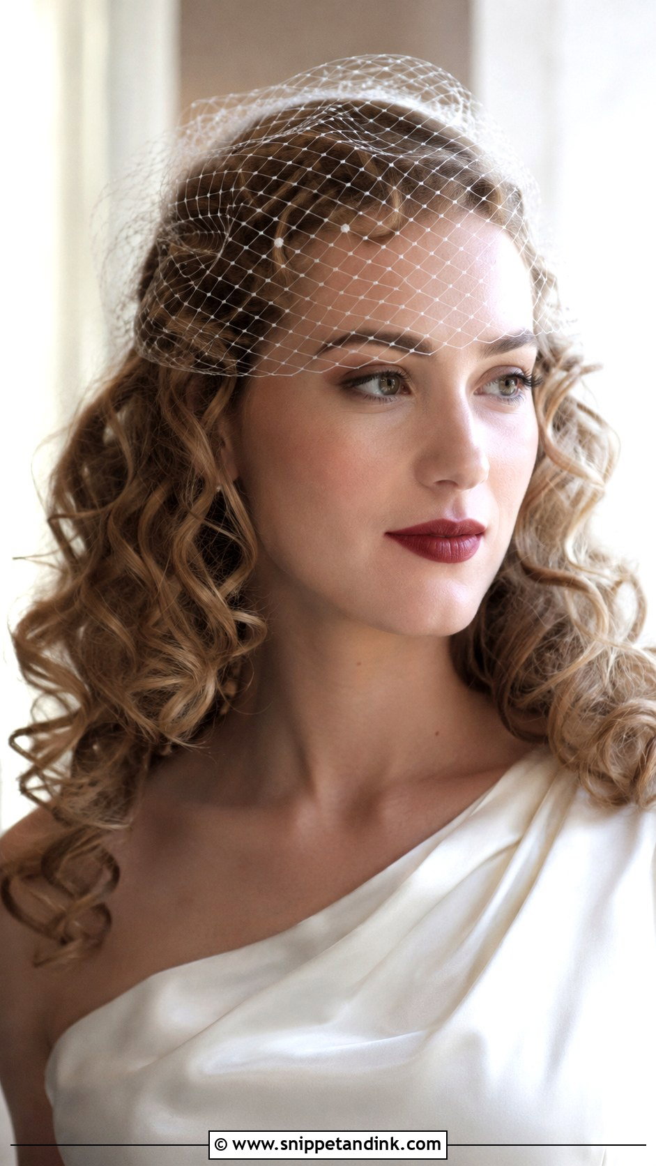Curly Hair With Birdcage Veil - Snippet and Ink - 25 Curly Hair Bride Hairstyles