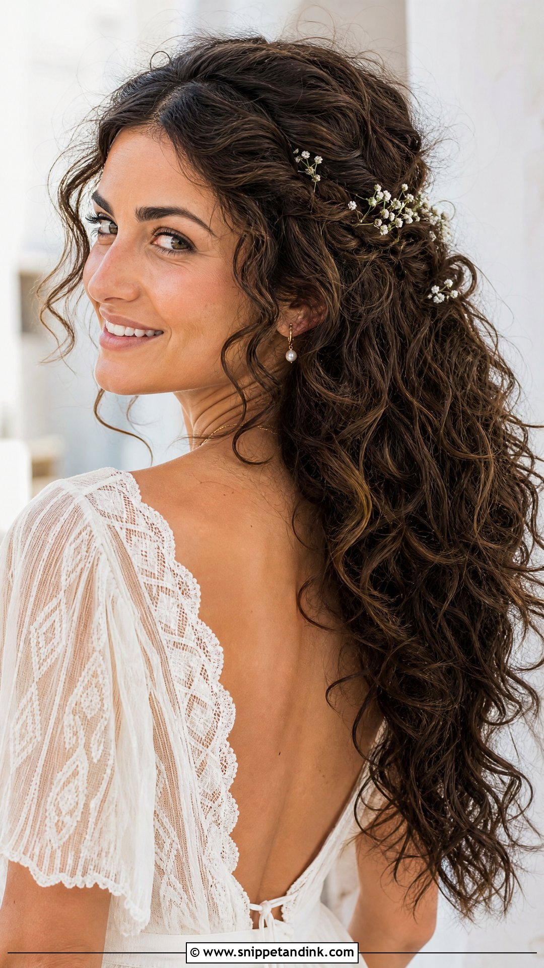 Curly Hair With Bohemian Braid - Snippet and Ink - 20 Bridal Hair Curly Down Ideas