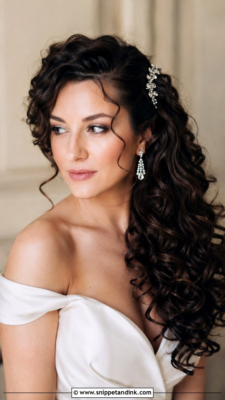 Curly Hair With Deep Side Part - Snippet and Ink - 25 Long Curly Hairstyles for Wedding