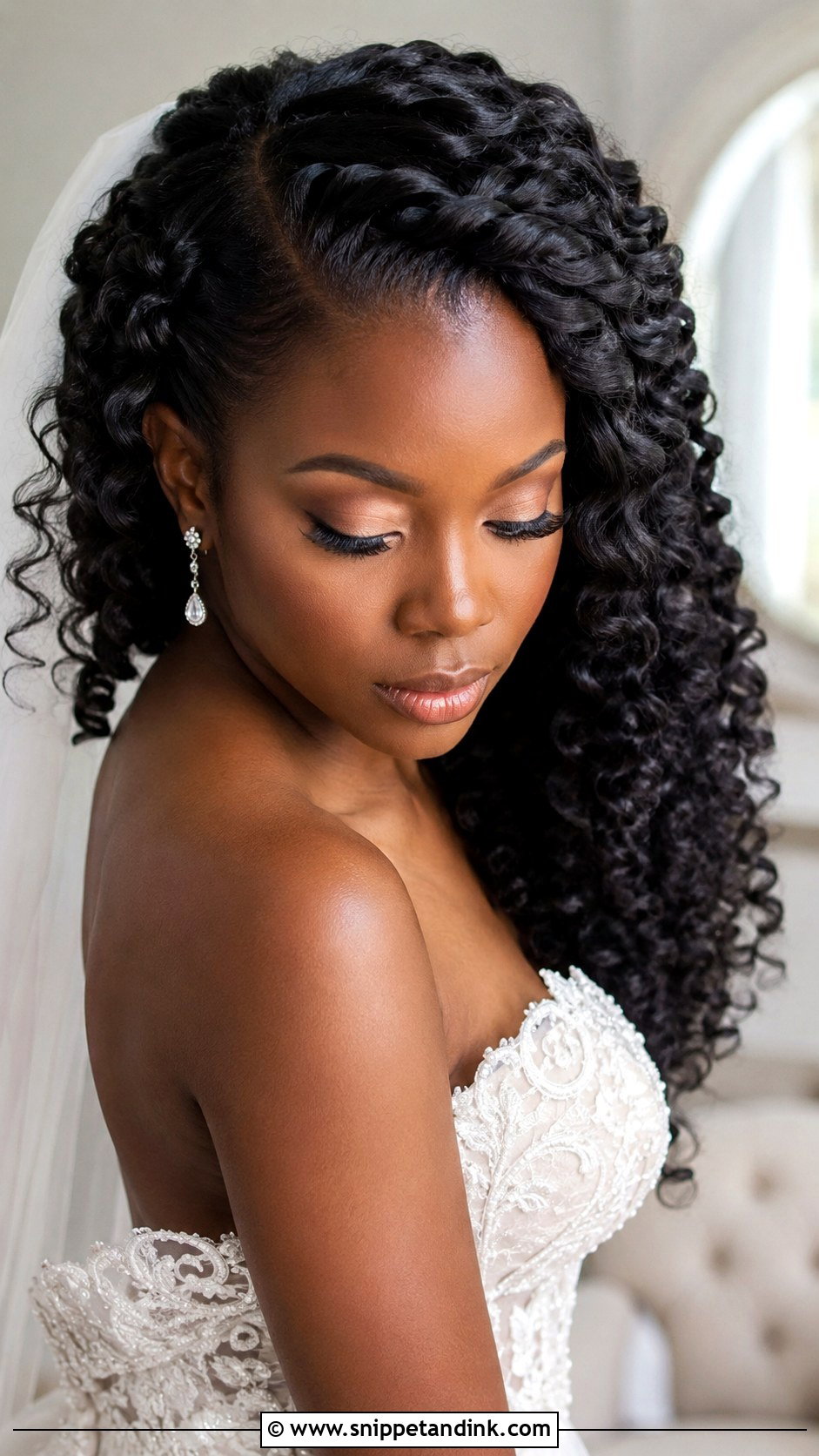 Curly Hair With Deep Side Twist - Snippet and Ink - 20 Wedding Hairstyles for Natural Curly Hair