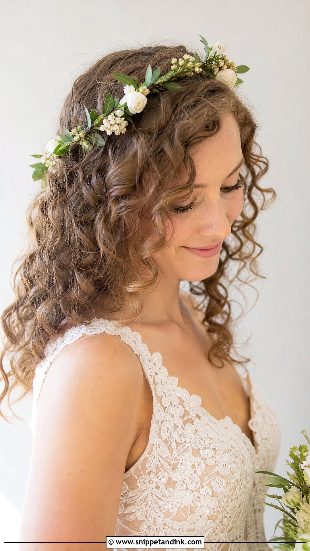Curly Hair With Flower Crown - Snippet and Ink - 20 Curly Hairstyles Wedding the Bride