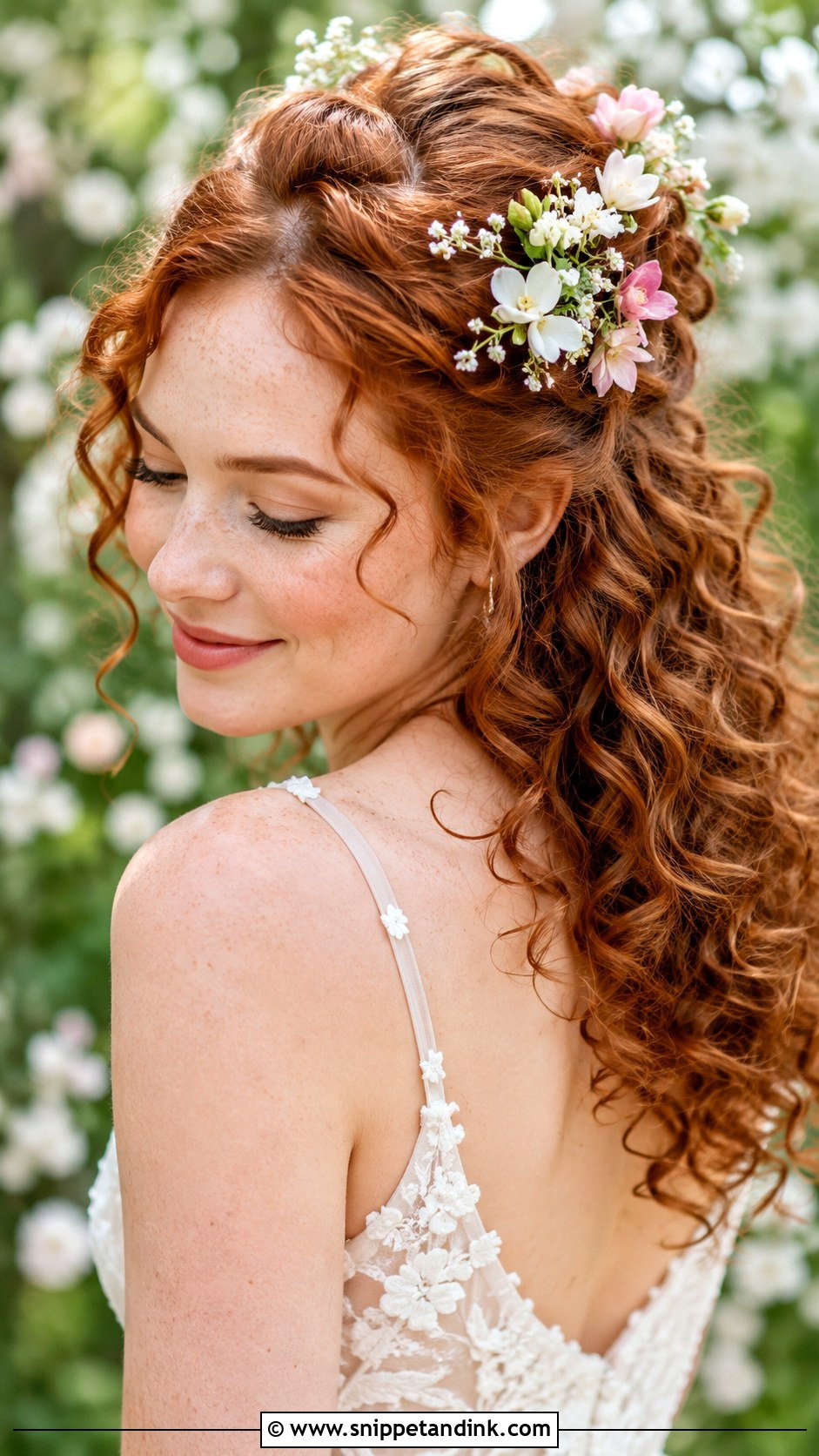 Curly Hair With Fresh Flowers - Snippet and Ink - 25 Curly Bride Hairstyles