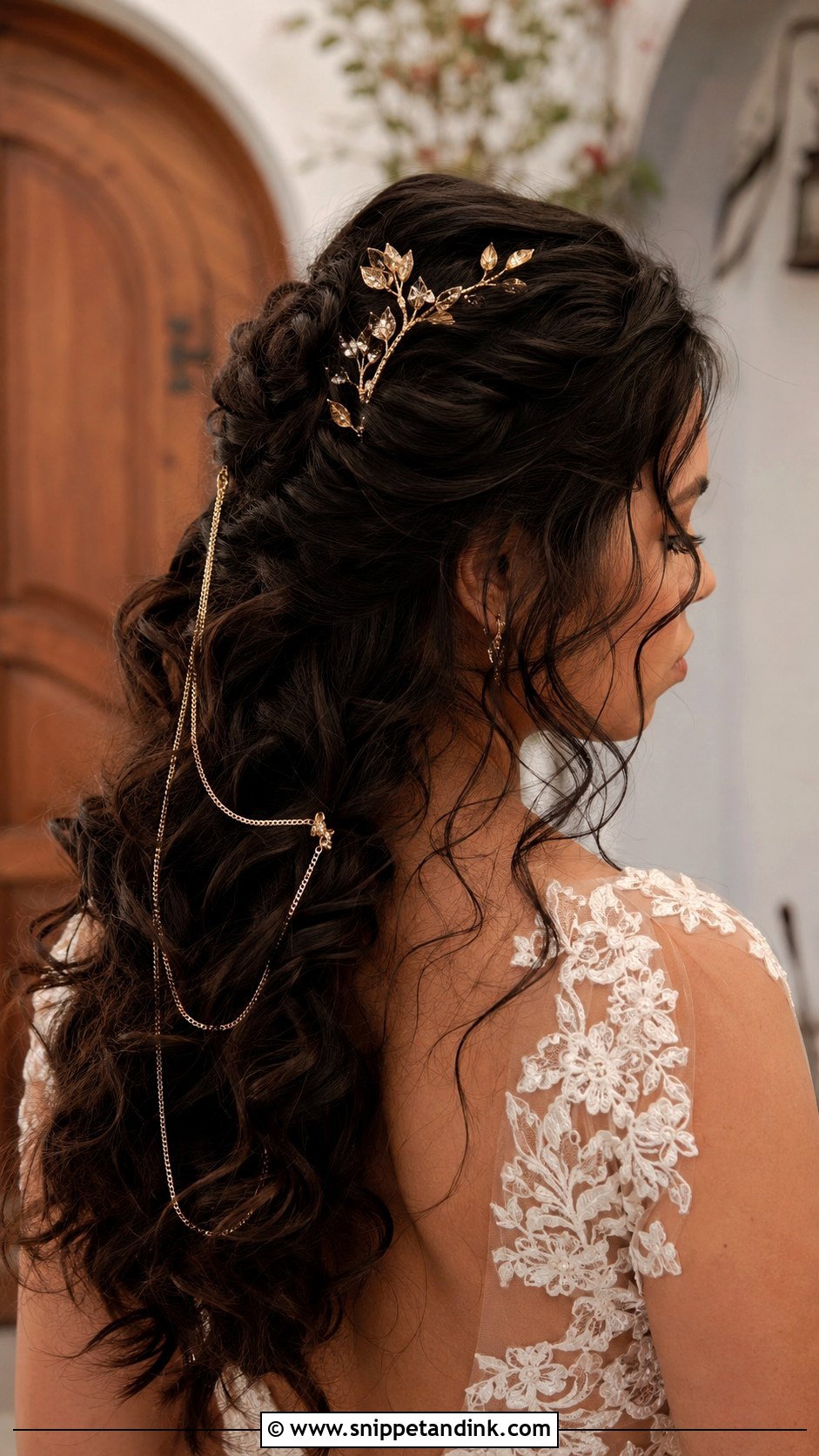 Curly Hair With Gold Accessories Wedding Hairstyle - Snippet and Ink - 20 Natural Curly Hairstyles for Wedding