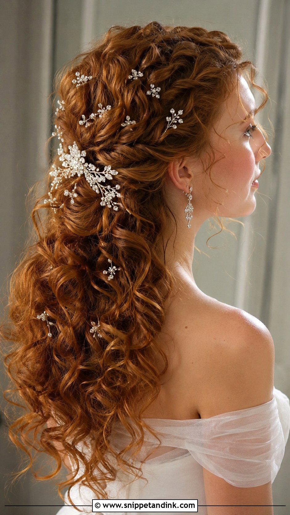 Curly Hair With Hair Accessories Sparkle - Snippet and Ink - 25 Curly Hair Bridal Hairstyles