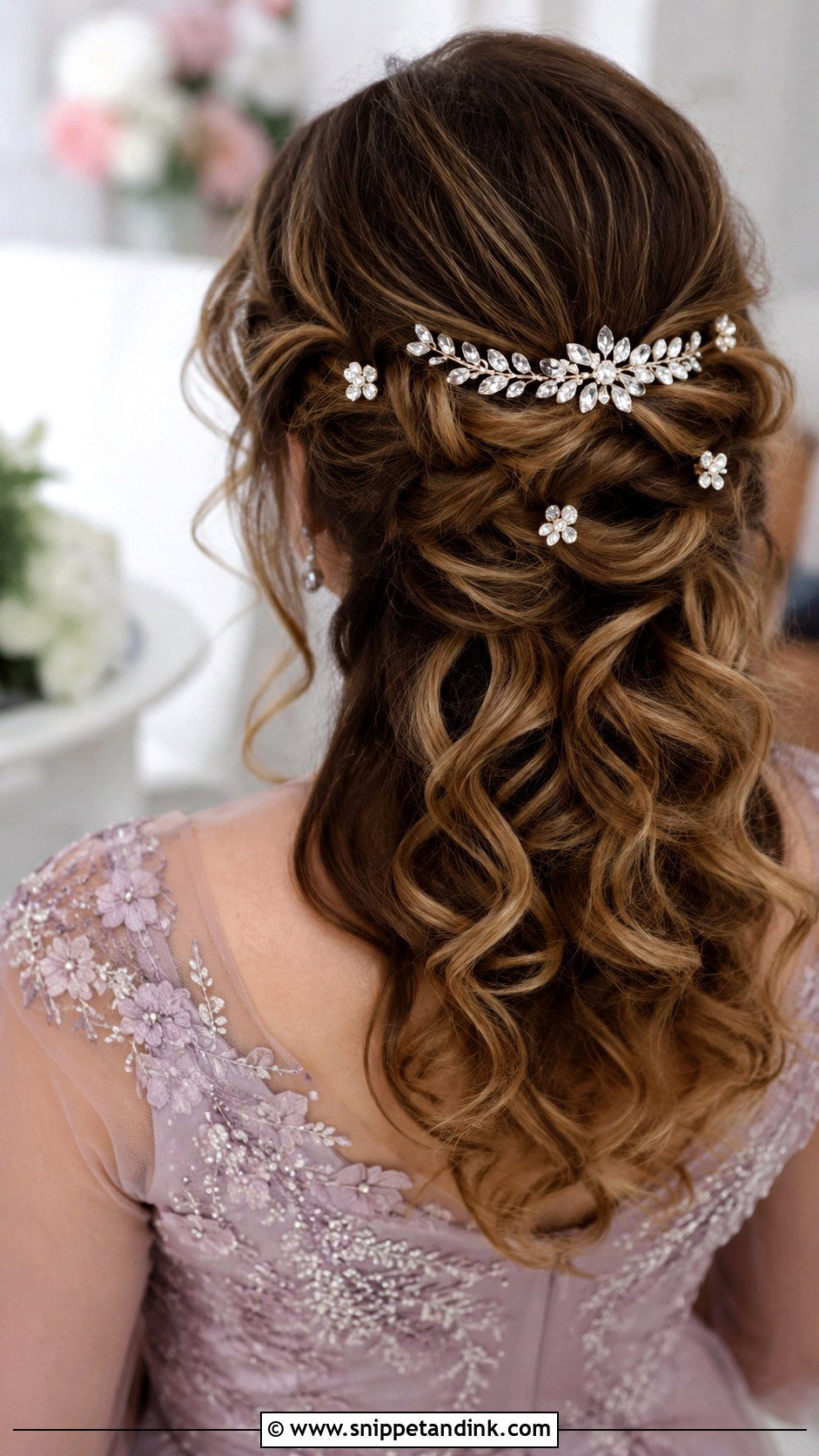 Curly Hair With Hair Accessories - Snippet and Ink - 25 Curly Hair Wedding Guest Hairstyles