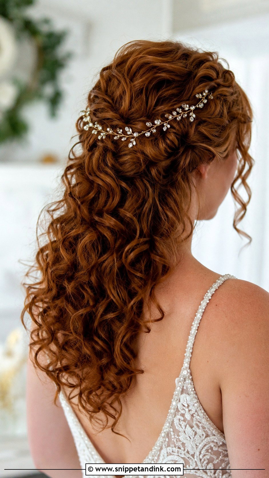 Curly Hair With Hair Vine - Snippet and Ink - 20 Bride with Curly Hair Ideas