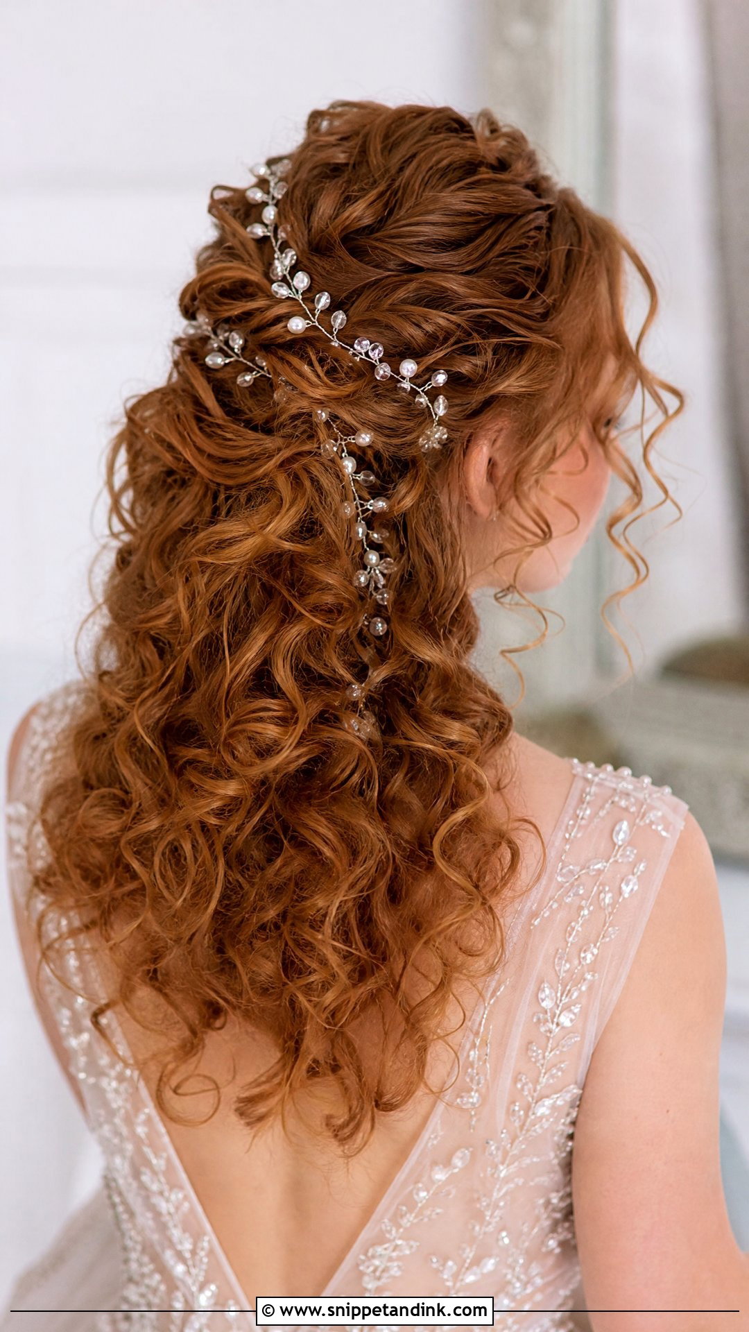 Curly Hair With Hair Vine - Snippet and Ink - 20 Natural Curly Wedding Hair Ideas