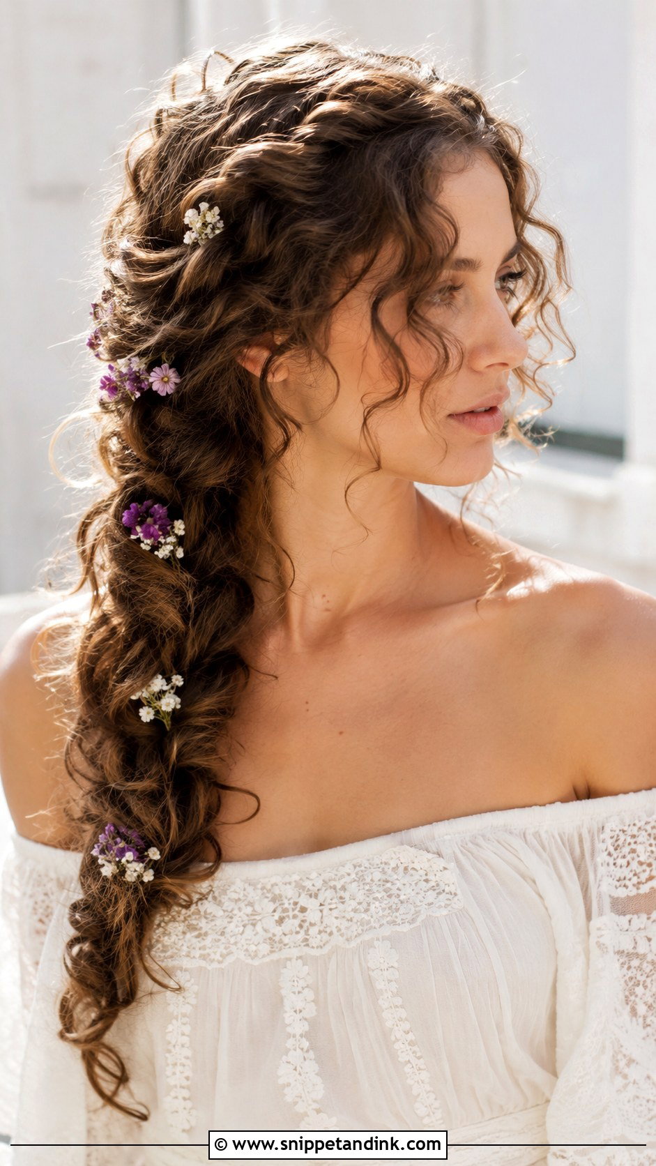 Curly Hair With Hair Vine Accessory - Snippet and Ink - 25 Long Curly Wedding Hair Ideas