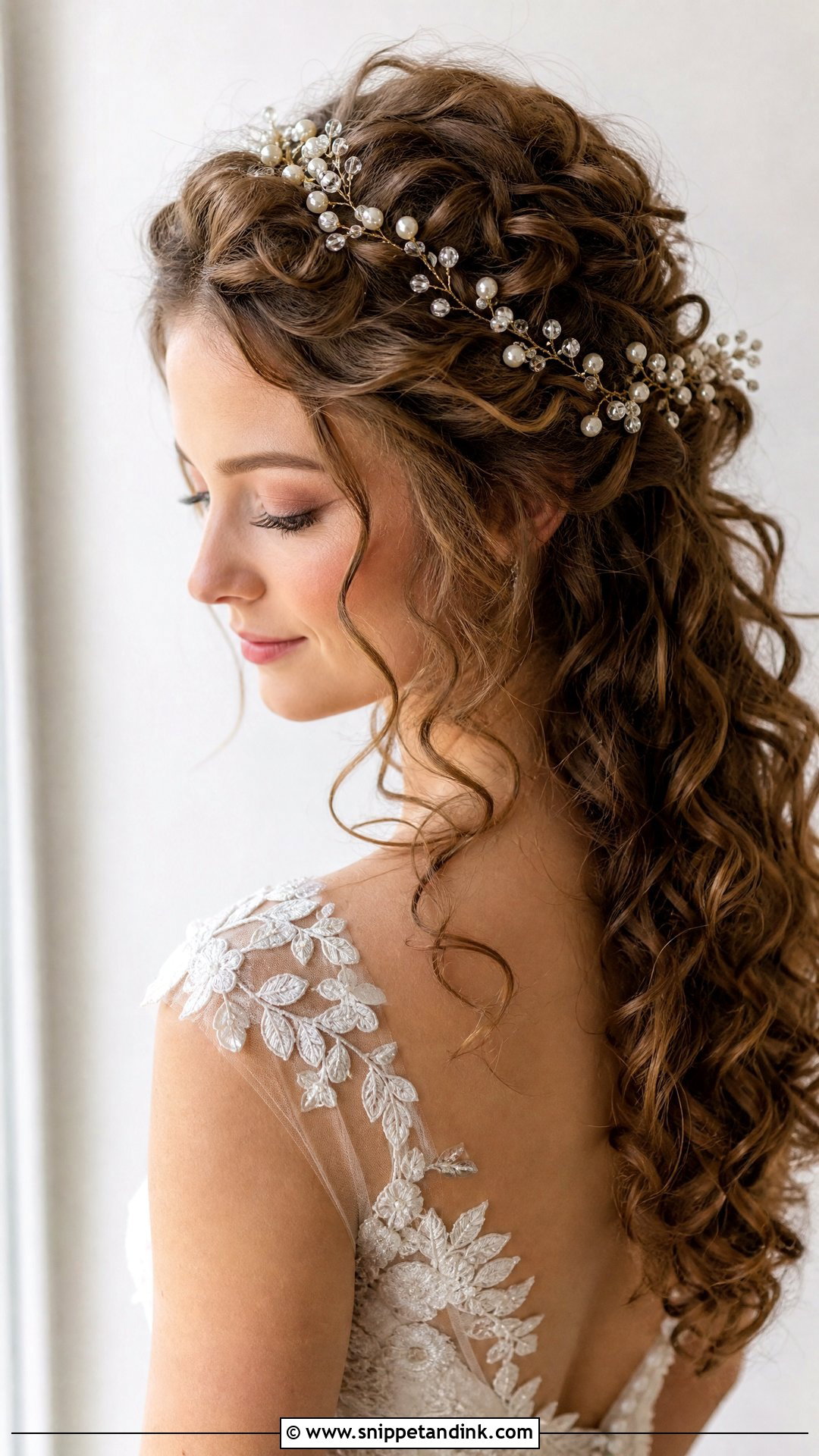 Curly Hair With Hair Vine Accessory - Snippet and Ink - 20 Curly Hairstyles for Weddings