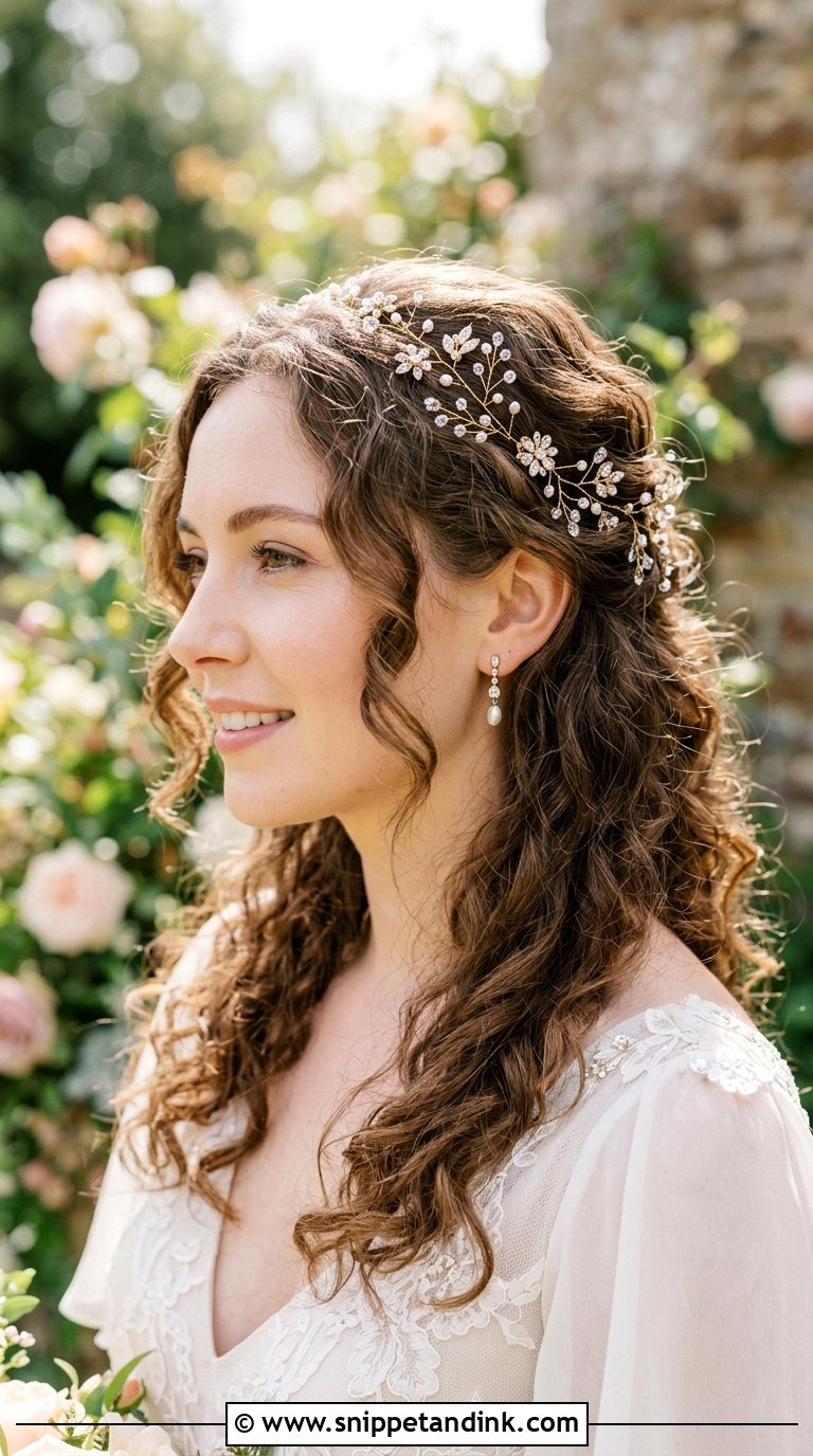 Curly Hair With Hair Vine - Snippet and Ink - 20 Bridal Hair Curls