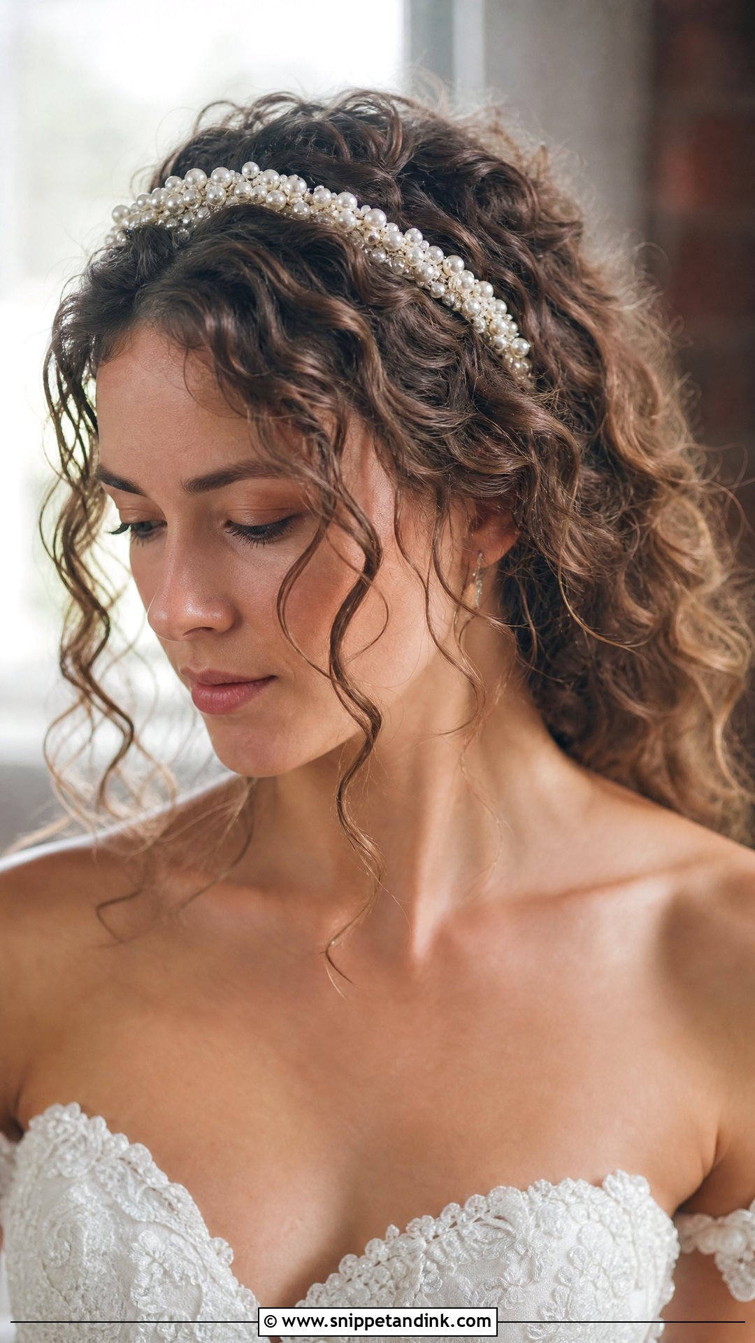 Curly Hair With Headband - Snippet and Ink - 20 Naturally Curly Hair Wedding Styles