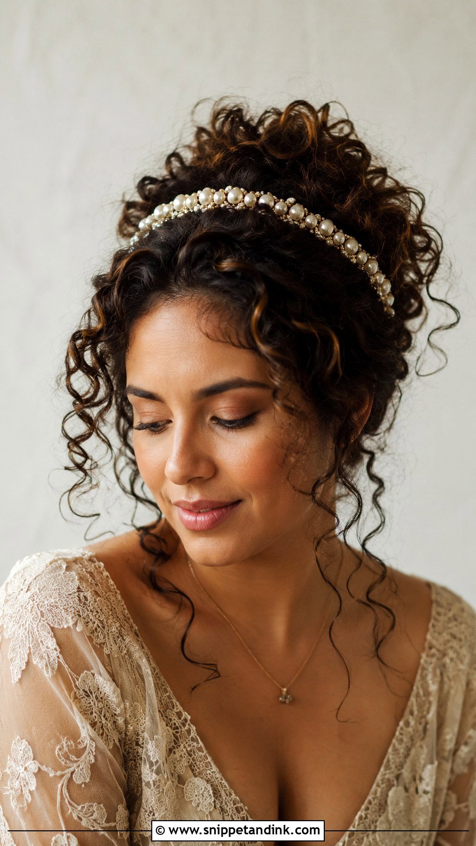 Curly Hair With Headband Halo - Snippet and Ink - 25 Curly Bridal Hairstyles