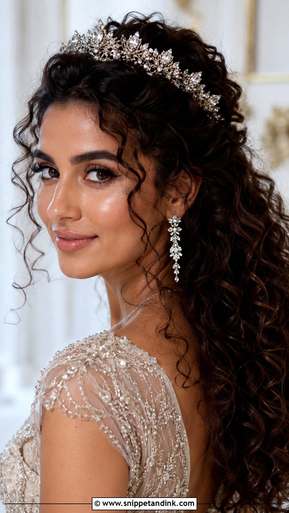 Curly Hair With Headband Or Tiara - Snippet and Ink - 25 Natural Curls Wedding Hair