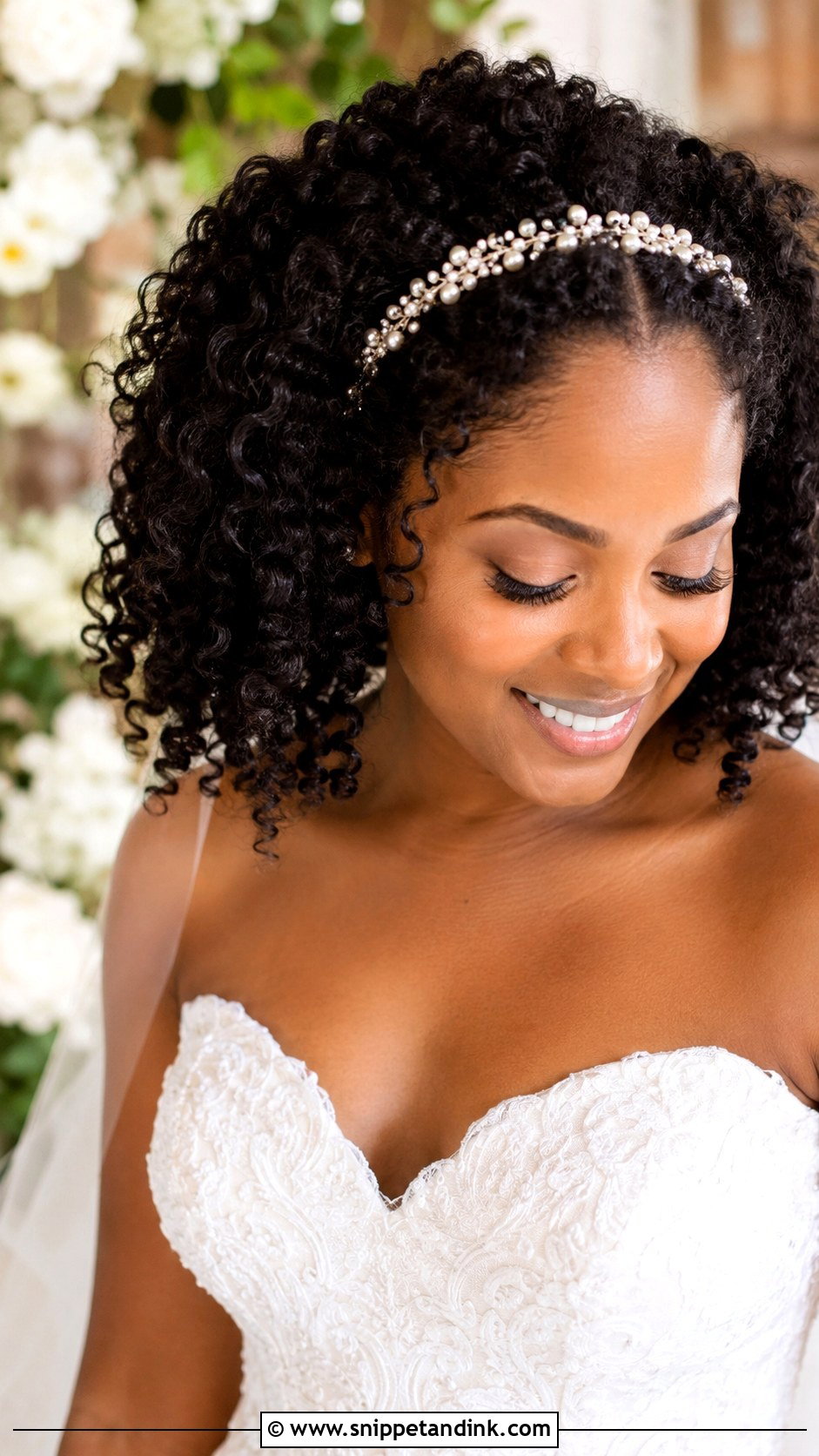 Curly Hair With Headband Wedding Hairstyle - Snippet and Ink - 20 Natural Curly Hairstyles for Wedding