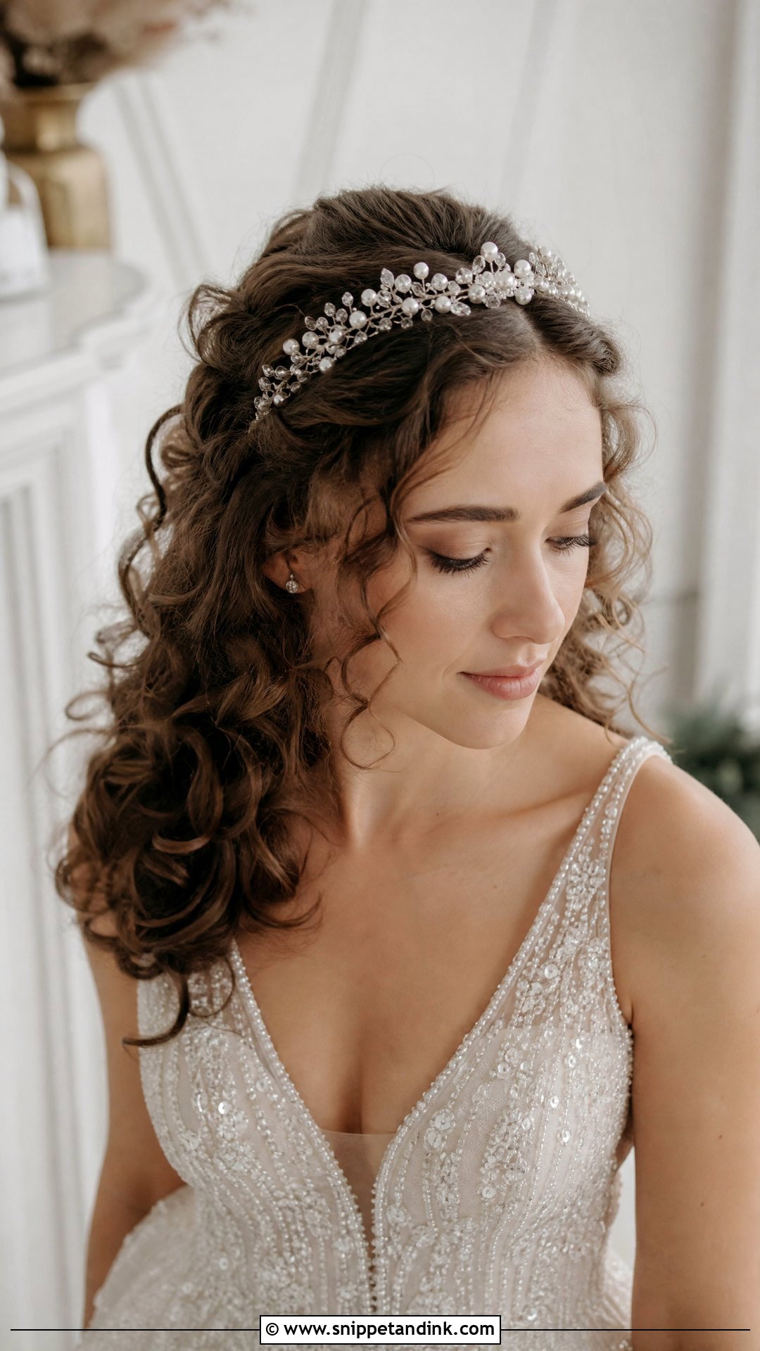 Curly Hair With Headband Wedding Hairstyle - Snippet and Ink - 20 Natural Curls Wedding Curly Hairstyles