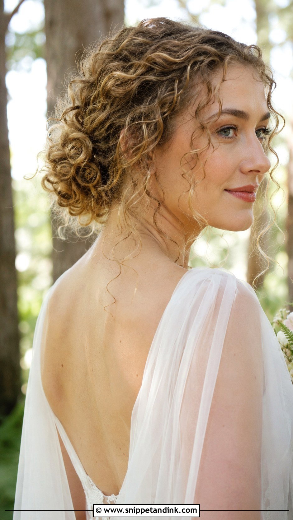 Curly Hair With Loose Tendrils Wedding Hairstyle - Snippet and Ink - 20 Natural Curly Hairstyles for Wedding