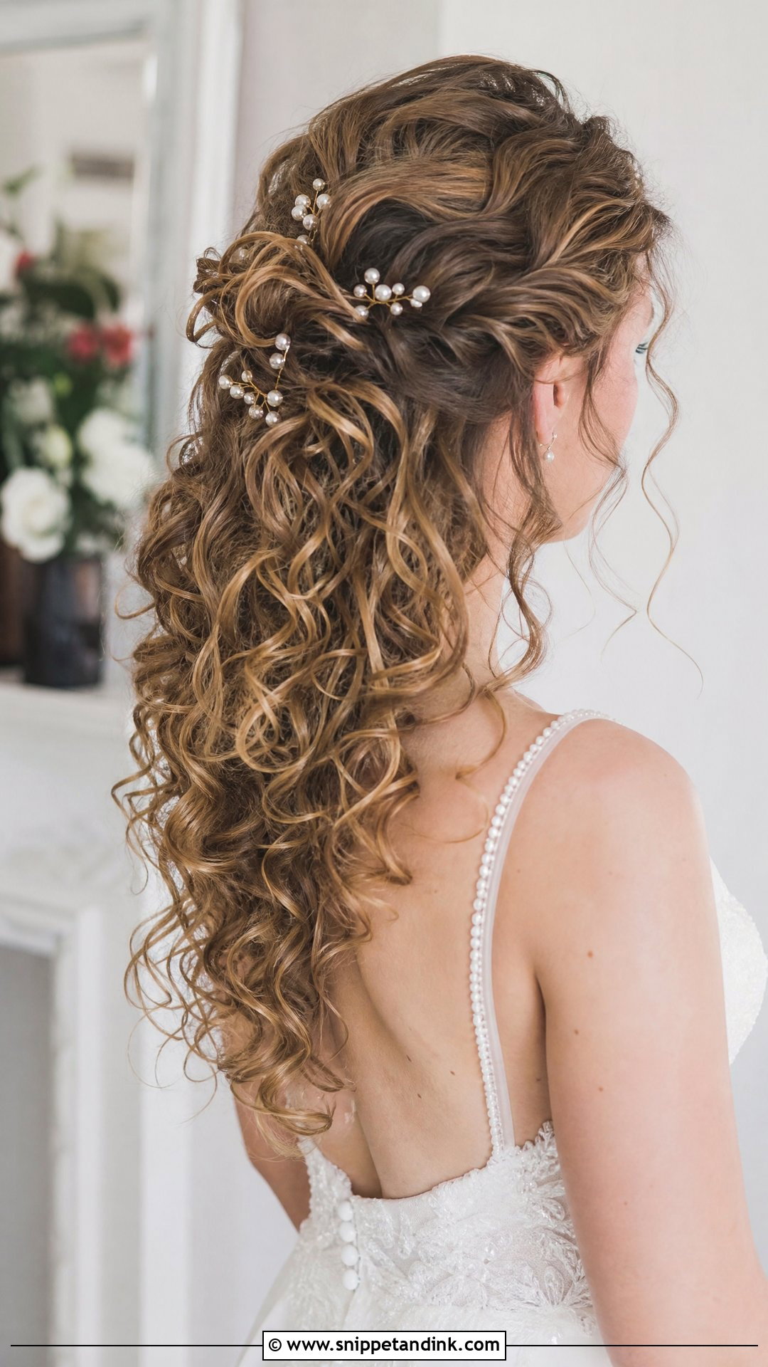 Curly Hair With Pearl Pins - Snippet and Ink - 20 Curly Hairstyles Wedding the Bride
