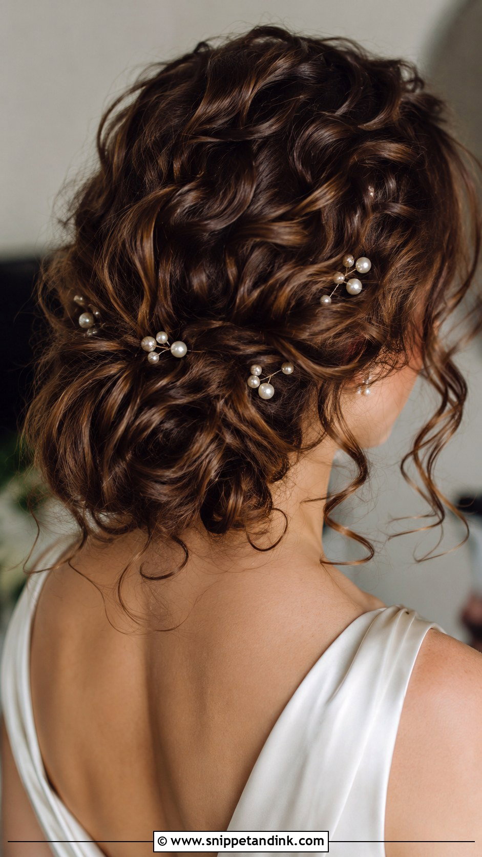 Curly Hair With Pearl Pins - Snippet and Ink - 25 Curly Hair Wedding Guest Styles