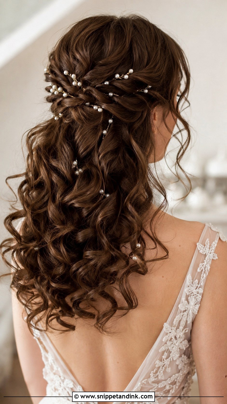 Curly Hair With Pearl Pins - Snippet and Ink - 30 Curls Hairstyles for Wedding