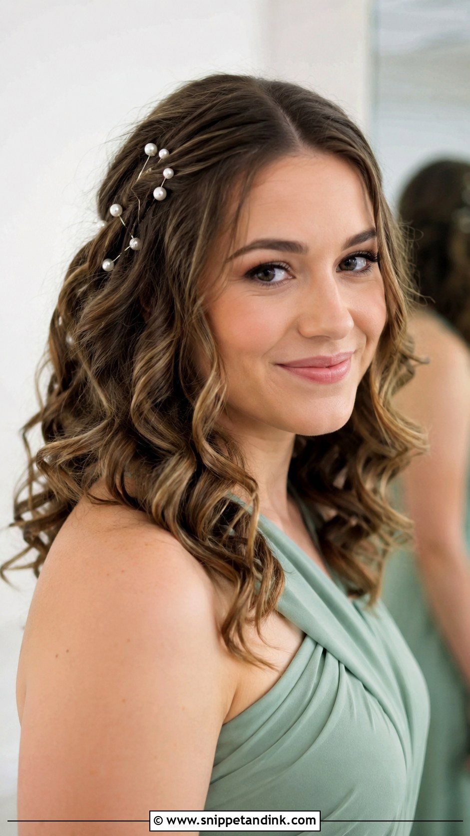 Curly Hair With Pearl Pins Bridesmaid Hair - Snippet and Ink - 20 Curly Hairstyles for Bridesmaids