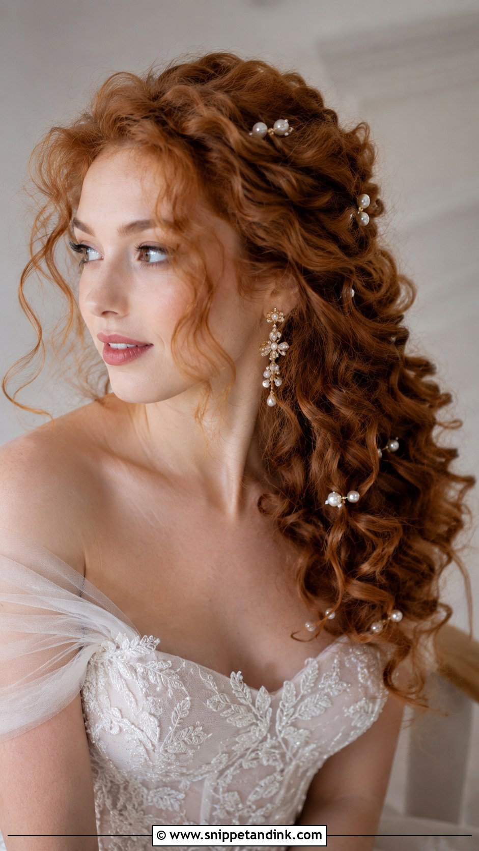Curly Hair With Pearls for Bride - Snippet and Ink - 25 Curly Hair Styles for Wedding
