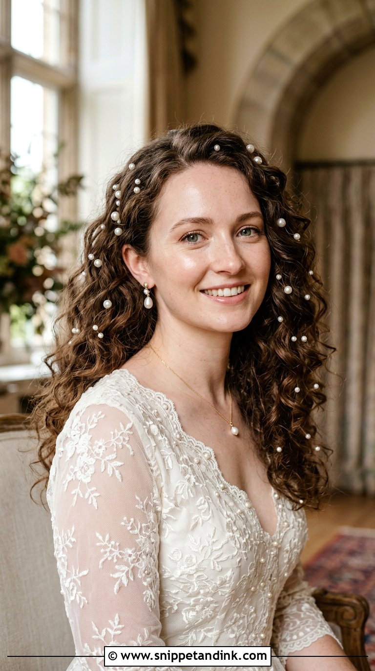 Curly Hair With Pearls - Snippet and Ink - 20 Bridal Hair Curls