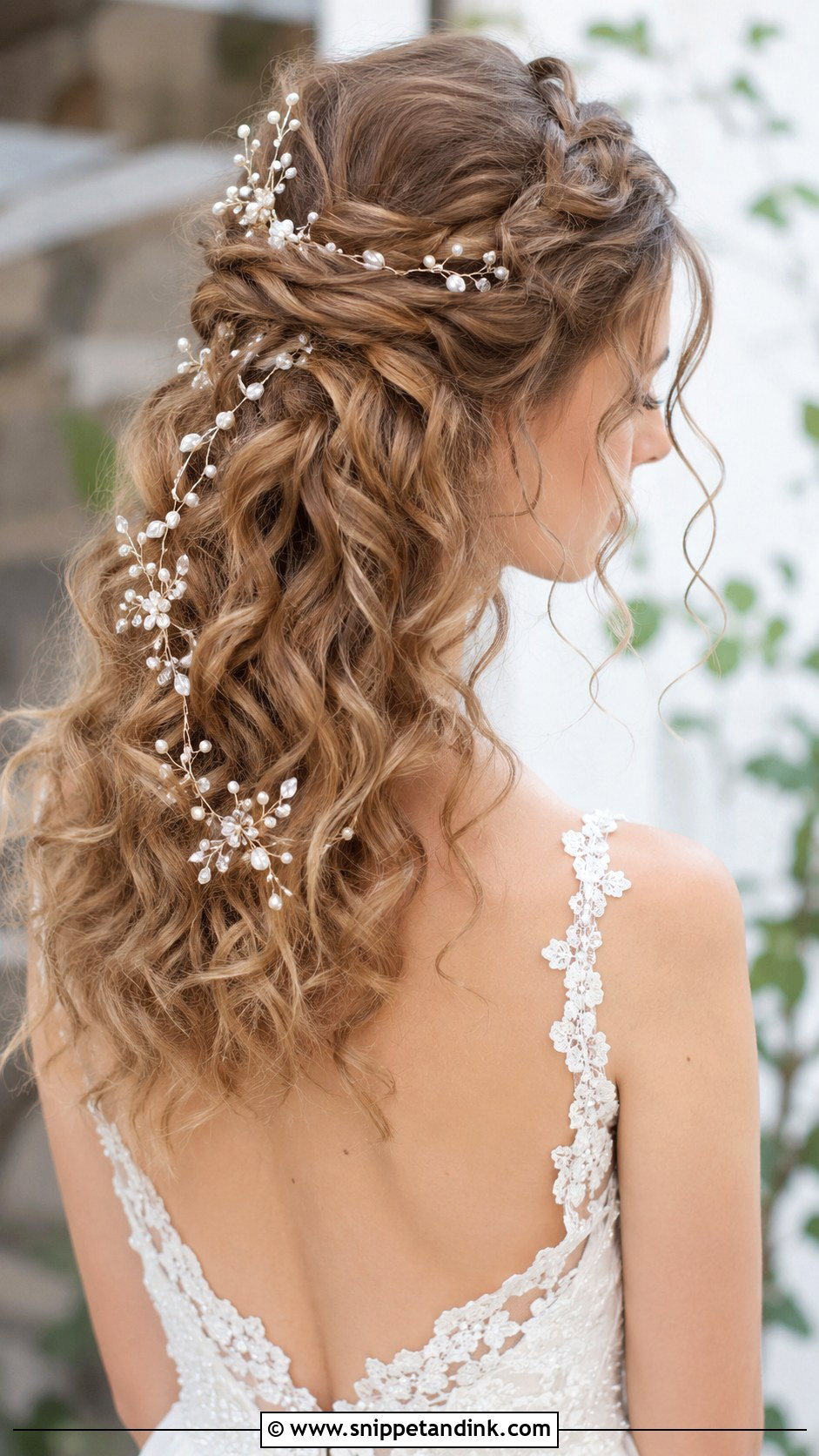 Curly Hair With Side Braid - Snippet and Ink - 25 Long Curly Wedding Hair Ideas