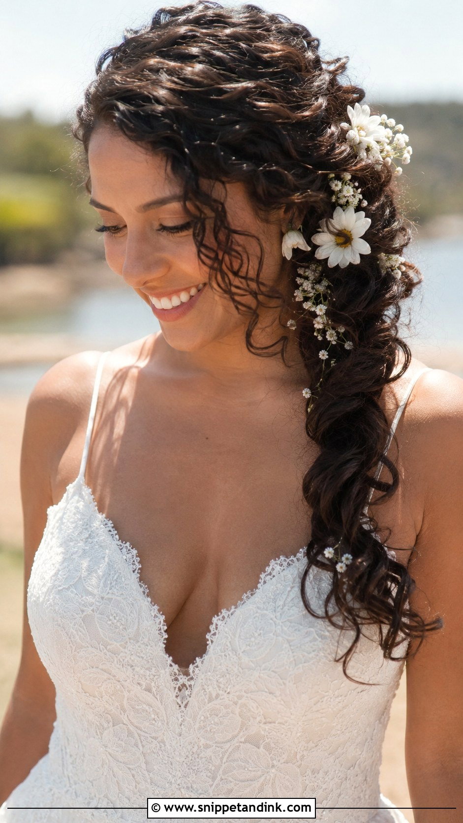 Curly Hair With Side Braid - Snippet and Ink - 25 Long Curly Hairstyles for Wedding