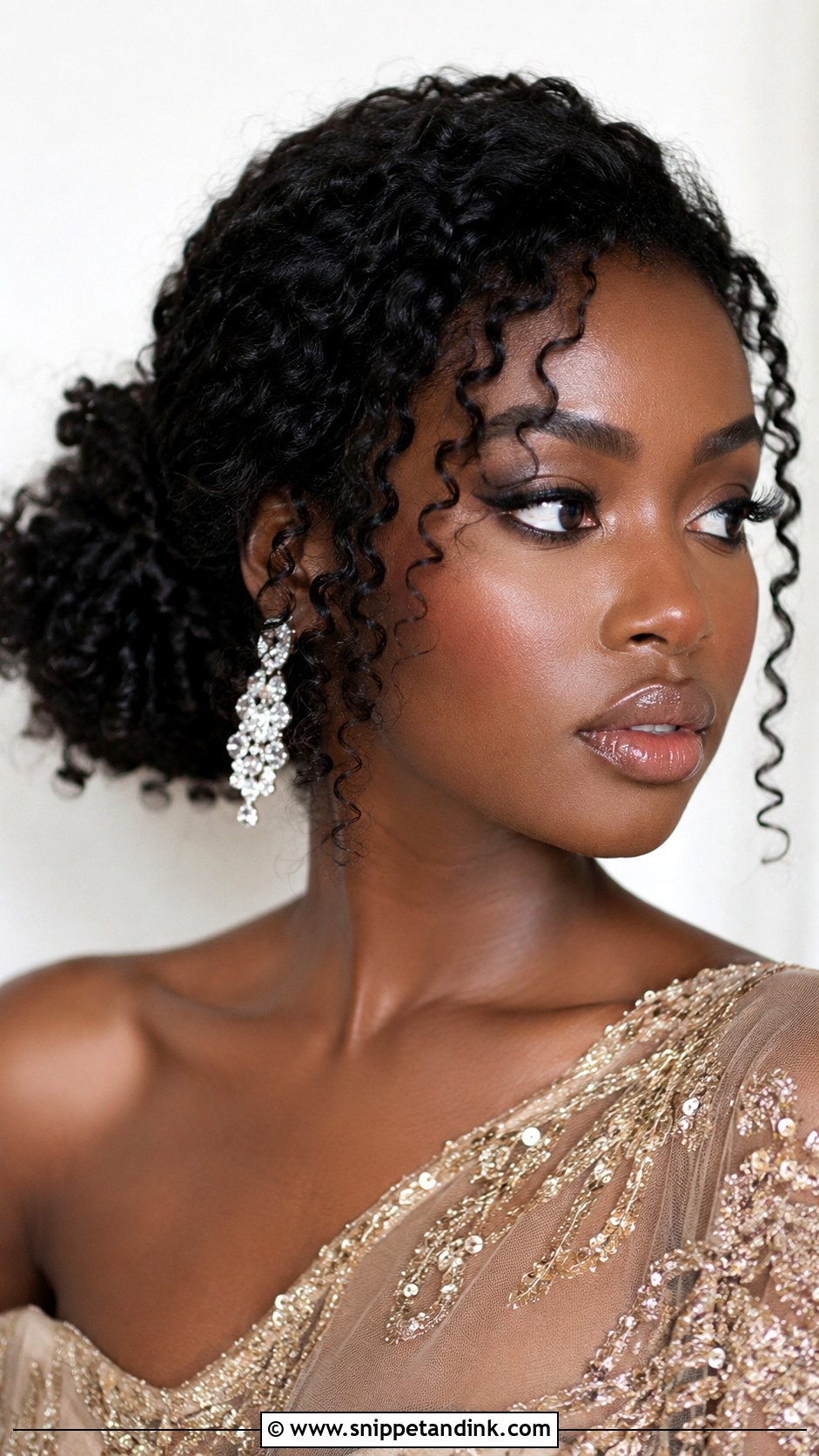 Curly Hair With Side Bun - Snippet and Ink - 25 Natural Curls Wedding Hair