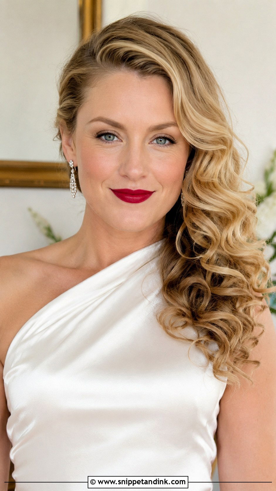 Curly Hair With Side Swept Curls - Snippet and Ink - 25 Natural Curls Wedding Hair