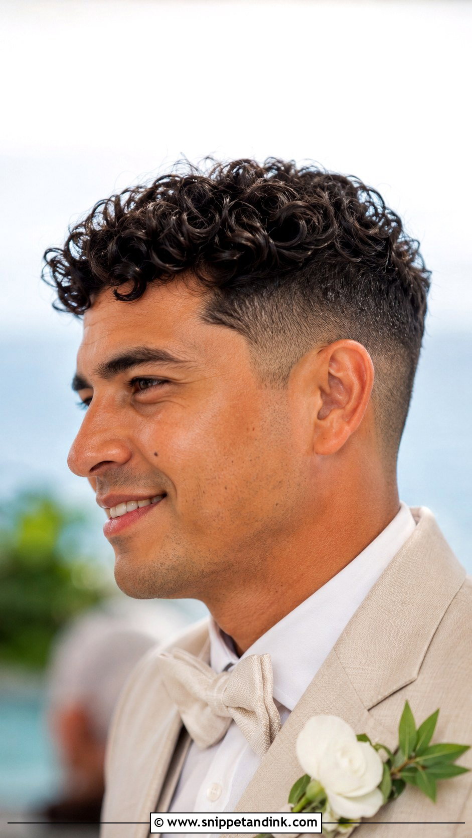 Curly Hair With Taper Fade - Snippet and Ink - 25 Groom Haircut Ideas