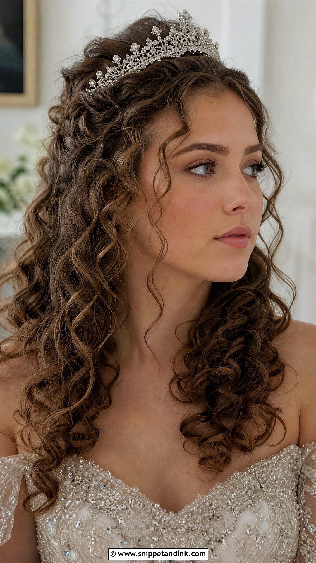 Curly Hair With Tiara - Snippet and Ink - 20 Natural Curly Wedding Hair Ideas