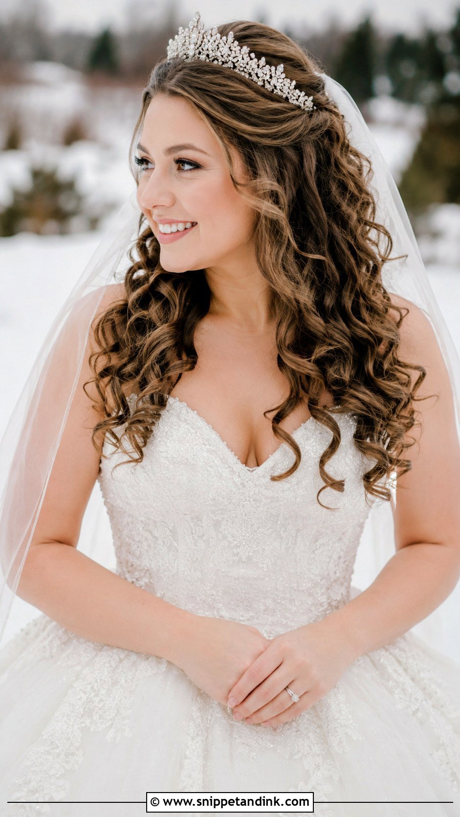 Curly Hair With Tiara Wedding Hairstyle - Snippet and Ink - 20 Natural Curly Hairstyles for Wedding