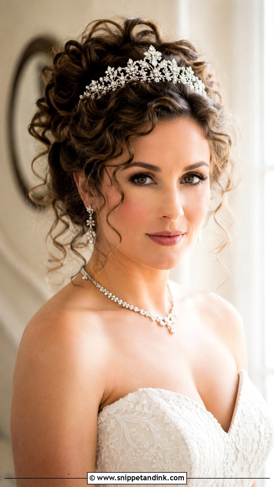 Curly Hair With Tiara for Wedding - Snippet and Ink - 25 Curly Hairstyle for Wedding Ideas