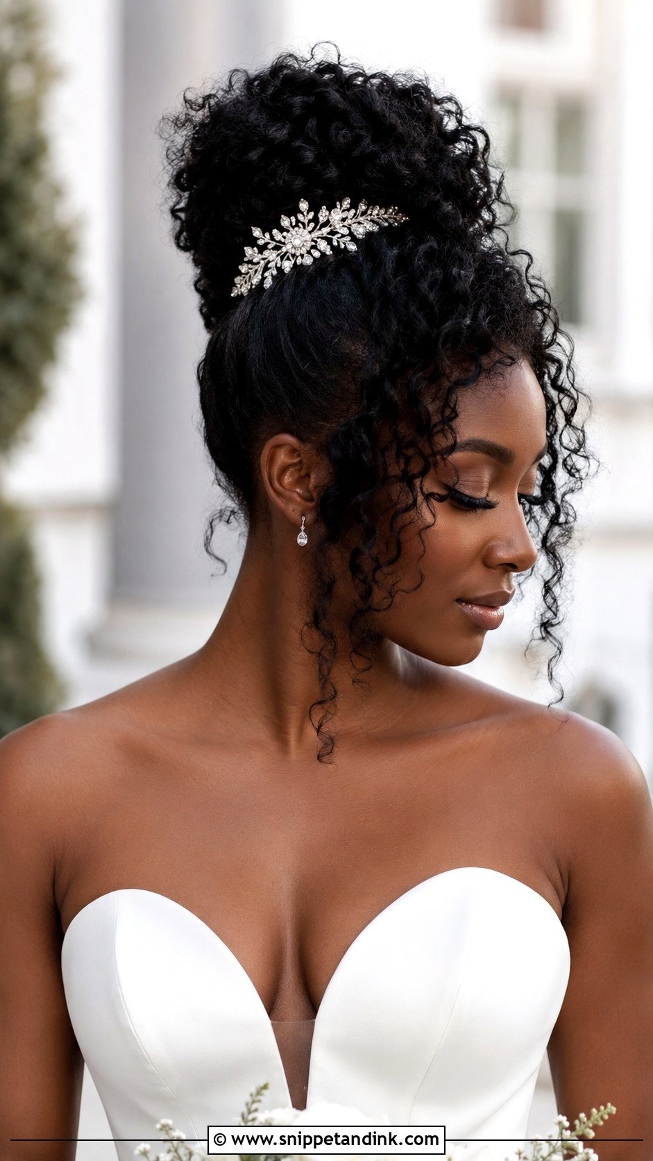 Curly Hair With Top Knot Wedding Hairstyle - Snippet and Ink - 20 Natural Curly Hairstyles for Wedding