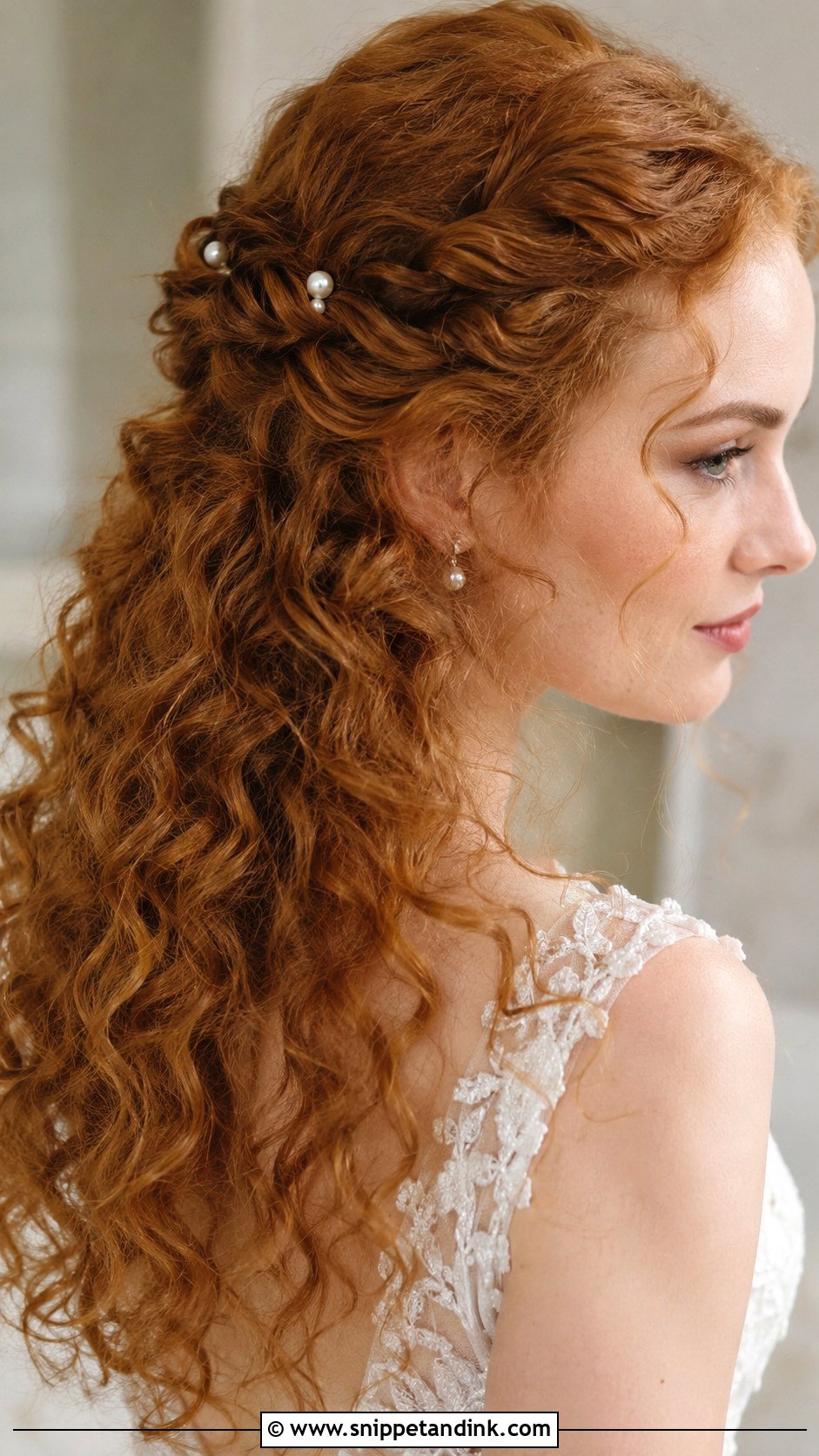 Curly Hair With Twisted Sides - Snippet and Ink - 30 Naturally Curly Bridal Hair Ideas