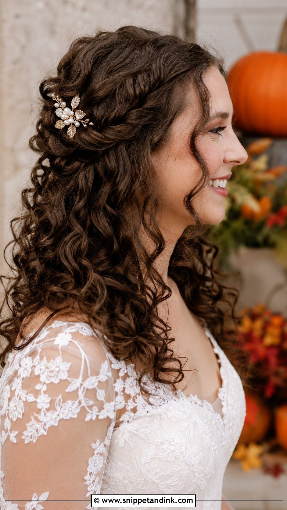 Curly Hair With Twisted Sides Wedding Hairstyle - Snippet and Ink - 20 Natural Curly Hairstyles for Wedding