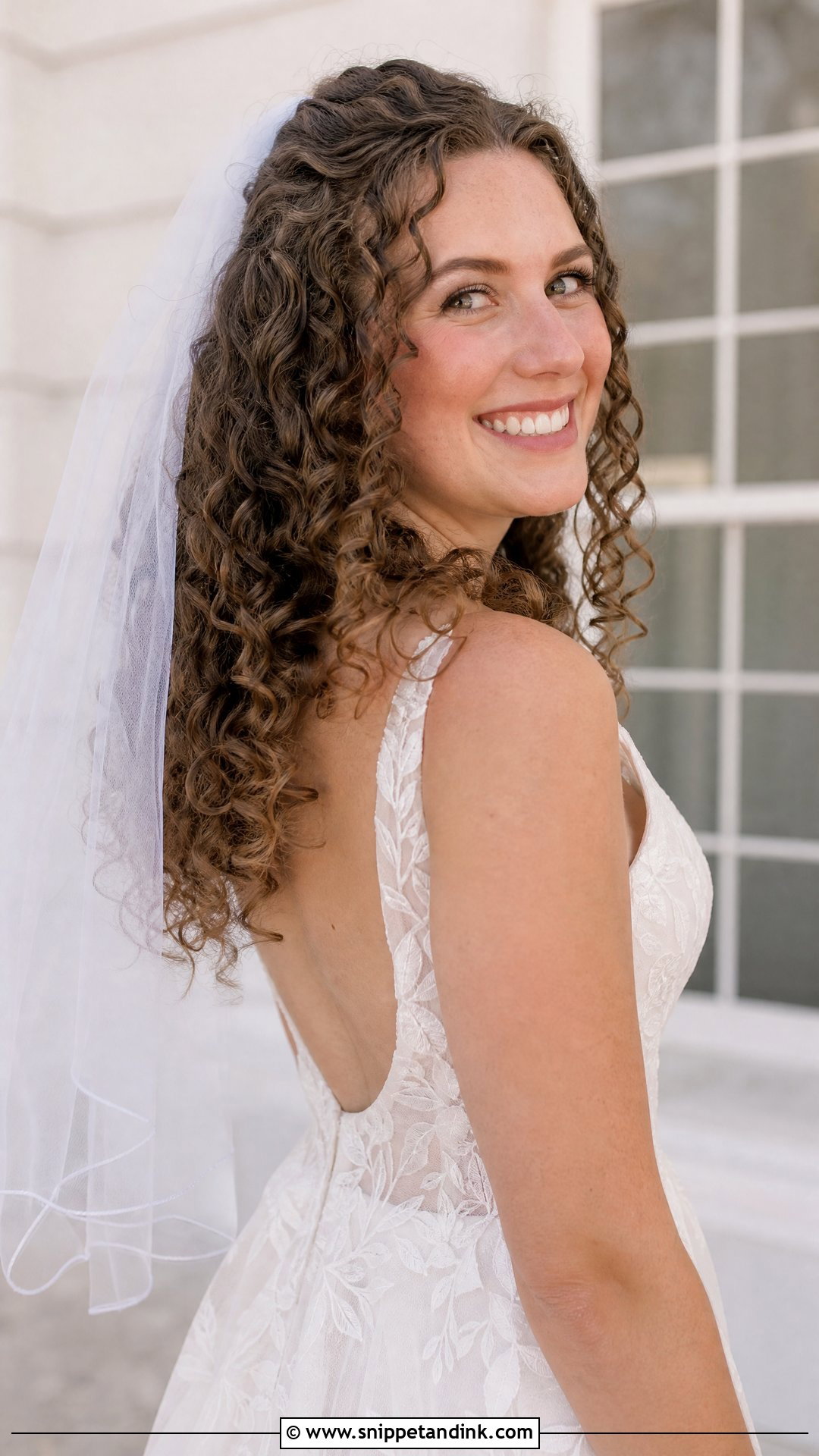 Curly Hair With Veil - Snippet and Ink - 20 Natural Curly Wedding Hair Ideas